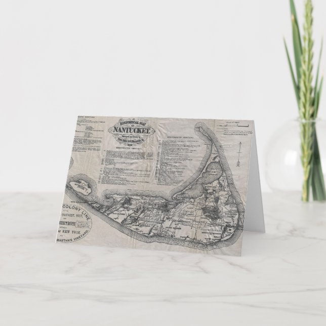 Tarjeta Mapa de Nantucket del vintage (Anverso)
