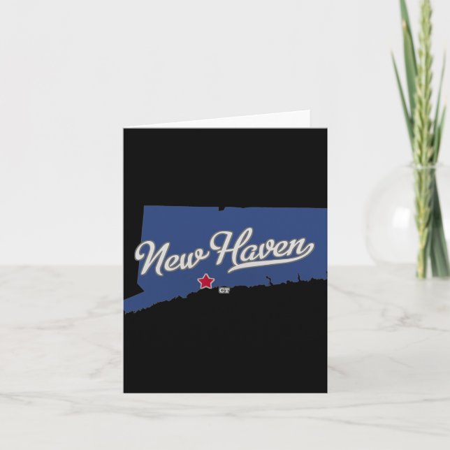 Tarjeta Mapa de New Haven Connecticut Ct (Anverso)