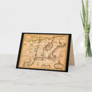 Tarjeta Mapa de Nueva Inglaterra del siglo XVII Asentamien