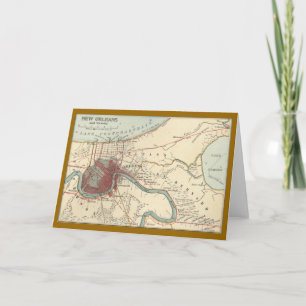 Tarjeta Mapa de Nueva Orleans de 1900