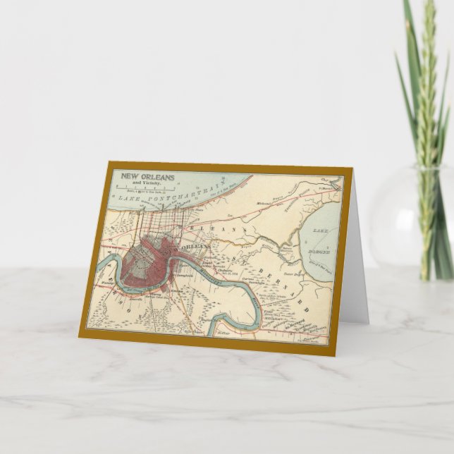 Tarjeta Mapa de Nueva Orleans de 1900 (Anverso)