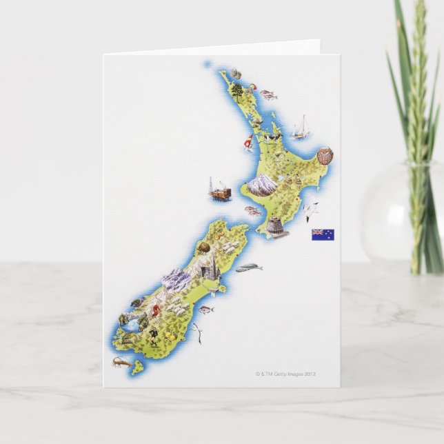 Tarjeta Mapa de Nueva Zelanda (Anverso)