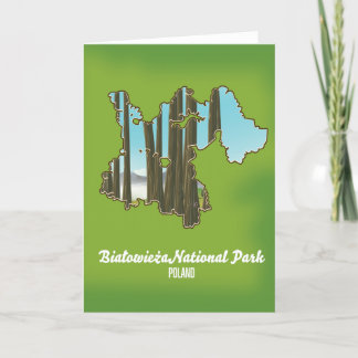 Tarjeta Mapa de polonia del parque nacional de Białowieża
