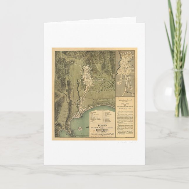 Tarjeta Mapa de Puerto Rico de Federico Drouyn 1888 (Anverso)