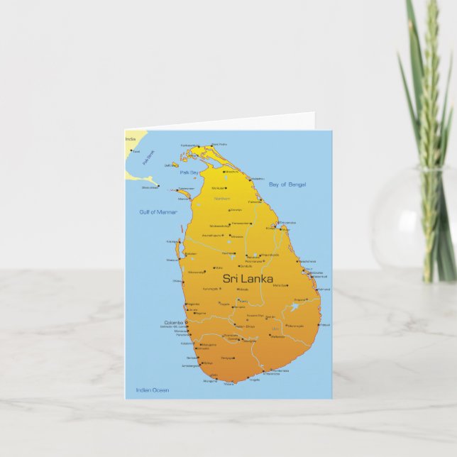 Tarjeta Mapa de Sri Lanka (Anverso)