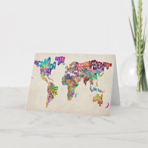 Tarjeta Mapa de texto del mundo