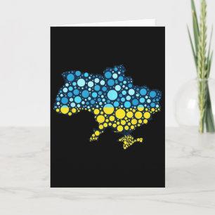 Tarjeta Mapa de Ucrania Azul Amarillo Bandera de Ucrania A