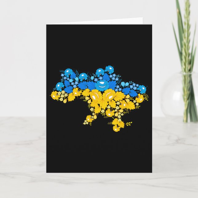 Tarjeta Mapa de Ucrania con flores Poder ucraniano  (Anverso)