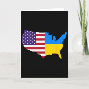 Tarjeta Mapa de Ucrania de EE. UU. Bandera ucraniana de Am