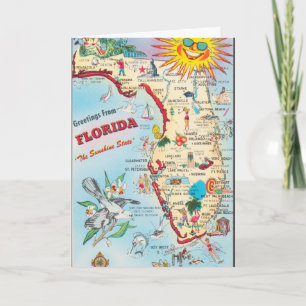 Tarjeta Mapa de viaje vintage de Florida