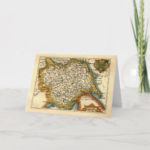 Tarjeta Mapa del Atlas Anticuario del condado de Yorkshire