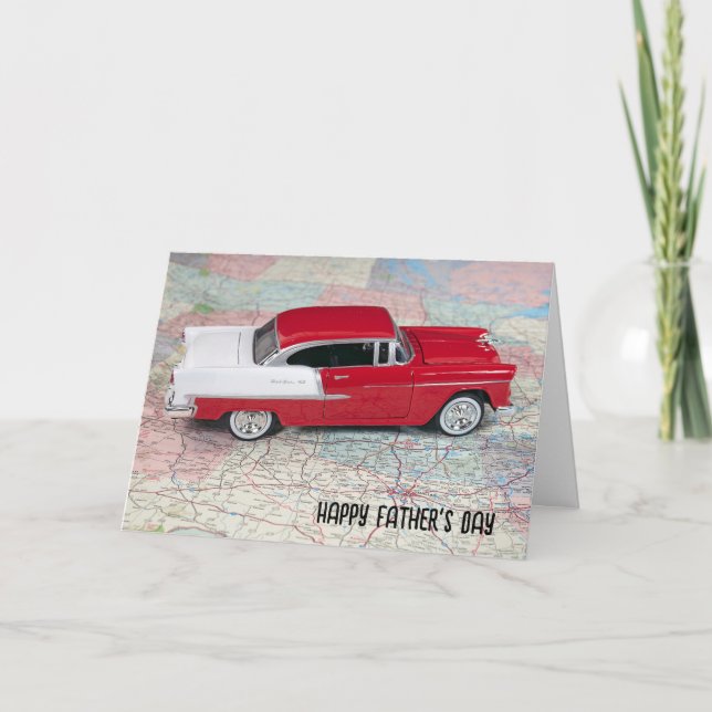 Tarjeta Mapa del coche Chevy del Día del Padre de 1955 (Anverso)