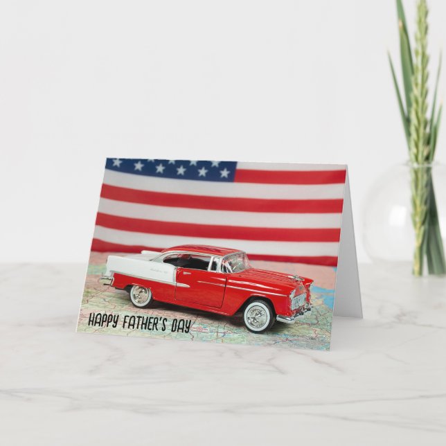 Tarjeta Mapa del coche Chevy del Día del Padre de 1955 (Anverso)