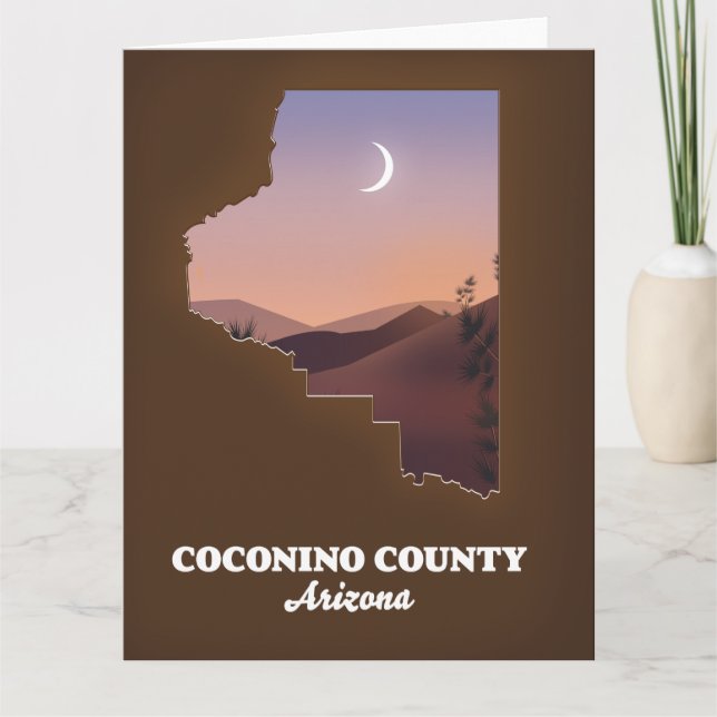 Tarjeta Mapa del Condado de Coconino Arizona. (Anverso)
