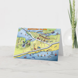 Tarjeta Mapa del dibujo animado de Galveston Tejas