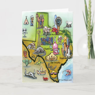 Tarjeta Mapa del dibujo animado de Tejas