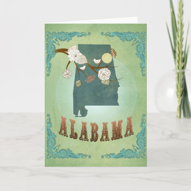 Tarjeta Mapa del estado de Alabama - verde (Anverso)
