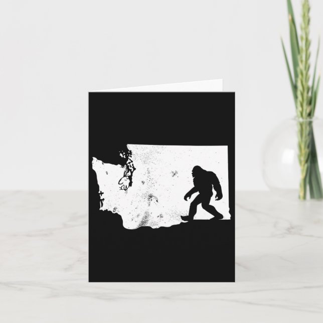 Tarjeta Mapa del Estado de Washington de Bigfoot Sasquatch (Anverso)