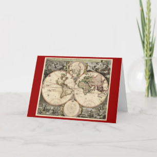 Tarjeta Mapa del mundo antiguo de Nicolao Visscher, circa