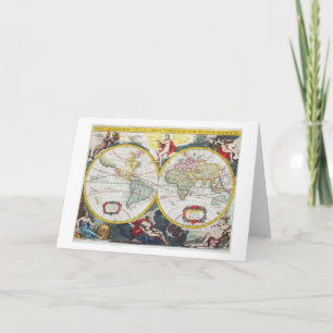 Tarjeta Mapa del mundo, comienzo del siglo XVIII (grabado