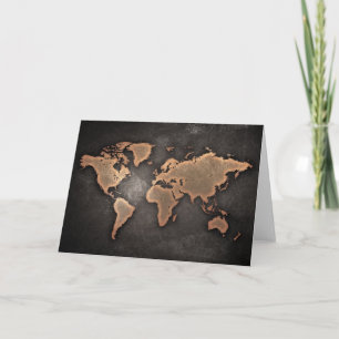 Tarjeta Mapa del mundo cuero geográfico marrón
