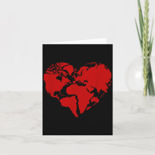Tarjeta Mapa del mundo del corazón Paz Amabilidad Amante