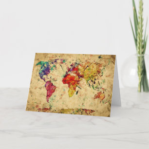 Tarjeta Mapa del mundo del vintage