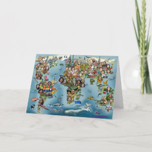 Tarjeta Mapa del mundo divertido
