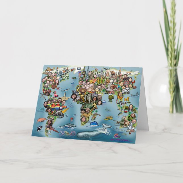 Tarjeta Mapa del mundo divertido (Anverso)