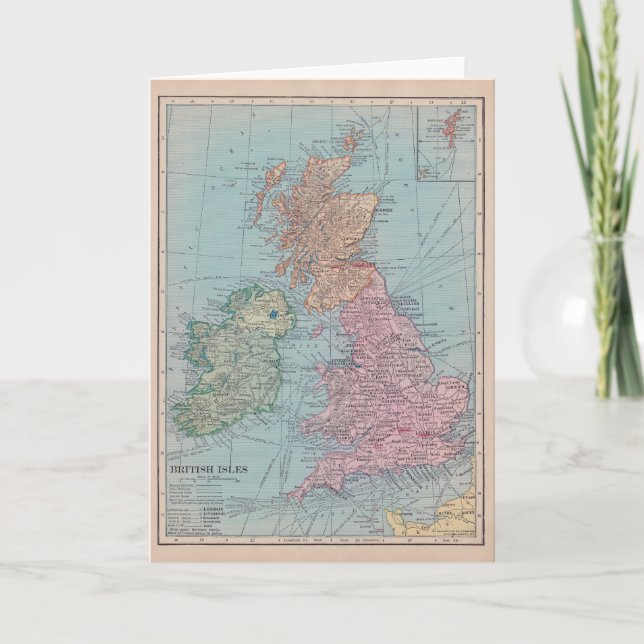 Tarjeta Mapa del vintage de Inglaterra (Anverso)