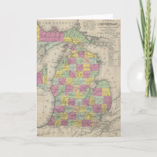 Tarjeta Mapa del vintage de Michigan (1853)
