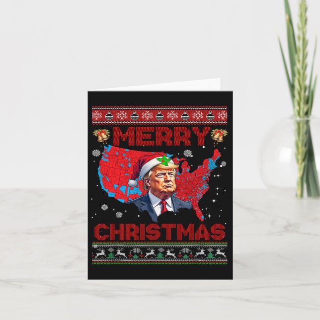 Tarjeta Mapa electoral de Trump Feliz Navidad Santa H (Anverso)