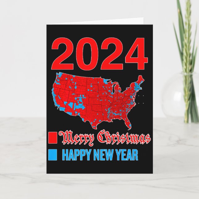 Tarjeta Mapa electoral preciso de 2024 Feliz Navidad Feliz (Anverso)