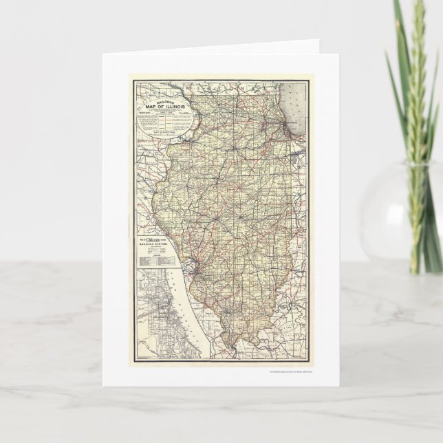 Tarjeta Mapa Ferroviario De Illinois 1898 (Anverso)