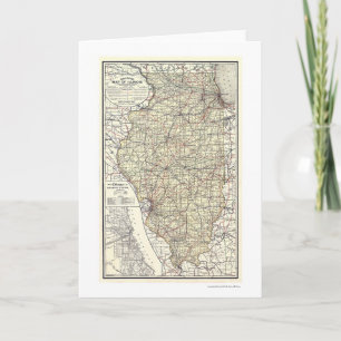 Tarjeta Mapa Ferroviario De Illinois 1898