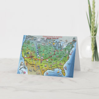 Tarjeta Mapa histórico del dibujo animado de la ruta 66
