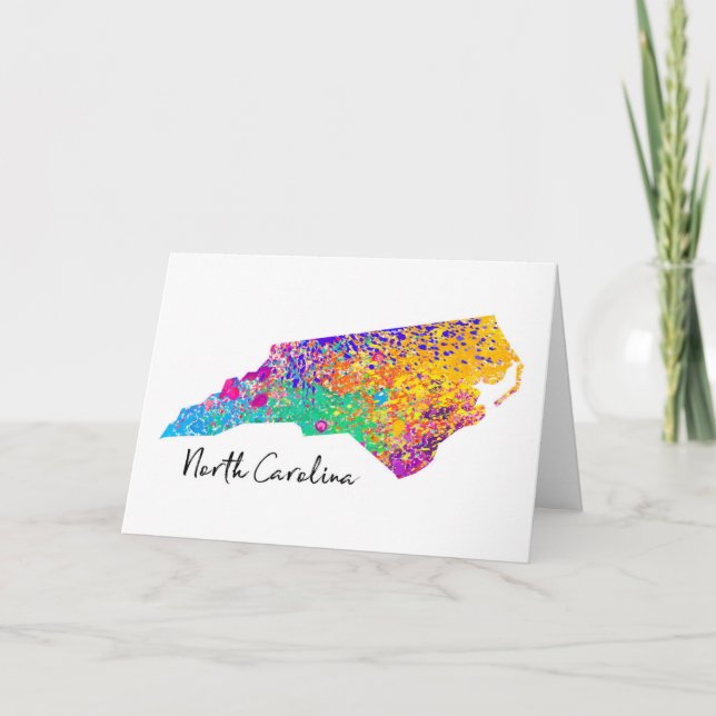 Tarjeta Mapa moderno de Carolina del Norte (Anverso)
