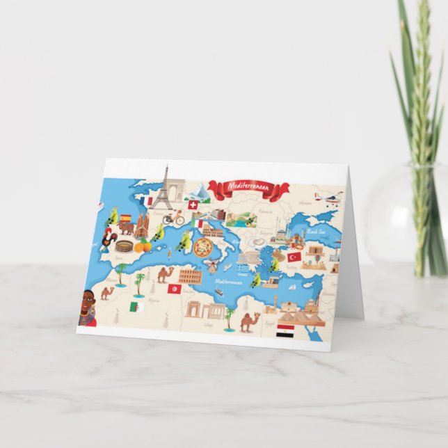 Tarjeta Mapa personalizado del Mediterráneo (Anverso)