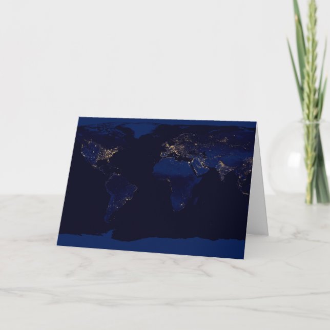 Tarjeta Mapa Plano De La Tierra Que Muestra Las Luces De L (Anverso)