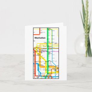 Tarjeta Mapa Retro del Metro de Manhattan Nueva York Nyc T