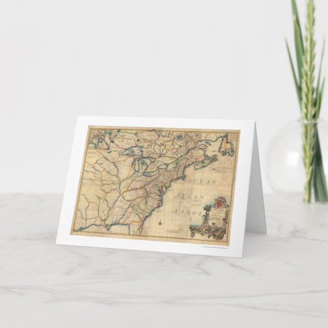 Tarjeta Mapa revolucionario de Estados Unidos - 1777 (Anverso)