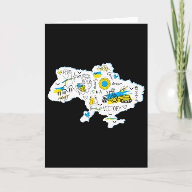 Tarjeta Mapa Ucrania - Emblema Nacional Ucraniano - Ucrani (Anverso)