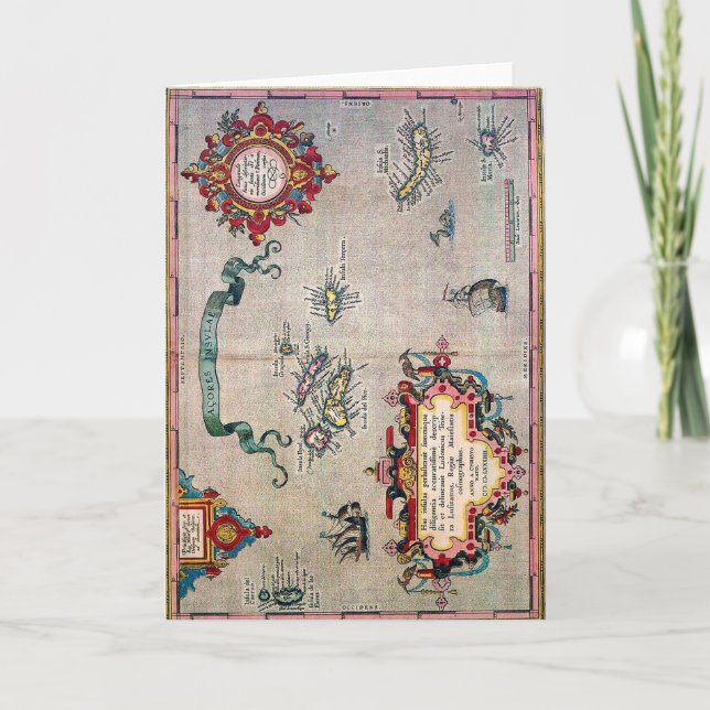 Tarjeta Mapa viejo de Azores - exploración de la (Anverso)