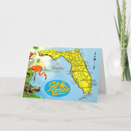 Tarjeta Mapa vintage colorido de Florida 