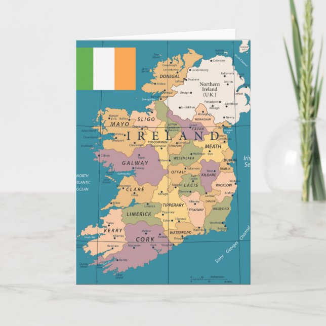 Tarjeta Mapa vintage de Irlanda (Anverso)