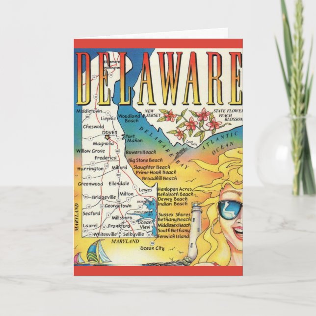 Tarjeta Mapa Vintage Delaware (Anverso)