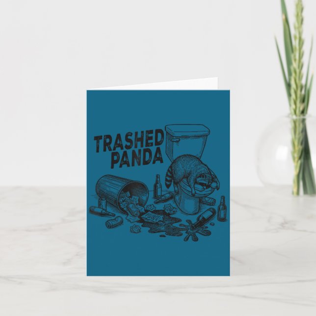 Tarjeta Mapache Borracho Divertido Panda Destrozado  (Anverso)