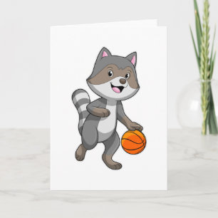 Tarjeta Mapache como jugador de baloncesto con balón de ba