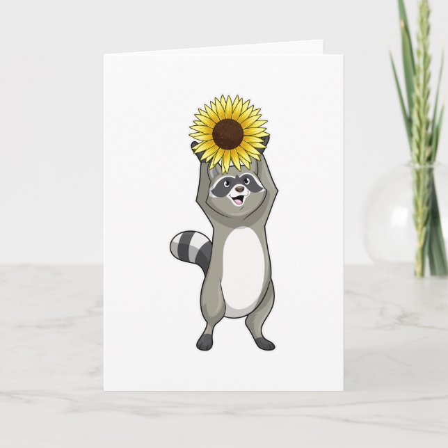 Tarjeta Mapache con girasol (Anverso)