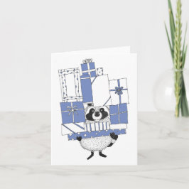 Tarjeta Mapache con regalos